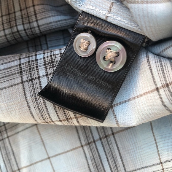 John Varvatos shirt button down blue plaid long sleeve men’s size XL - Picture 6 of 9